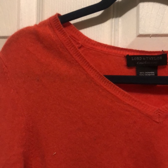 Orange/red lord and taylor v neck sweater worn twice - Picture 2 of 3